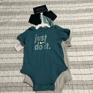 Nike Teal and Gray Baby Bodysuit Set